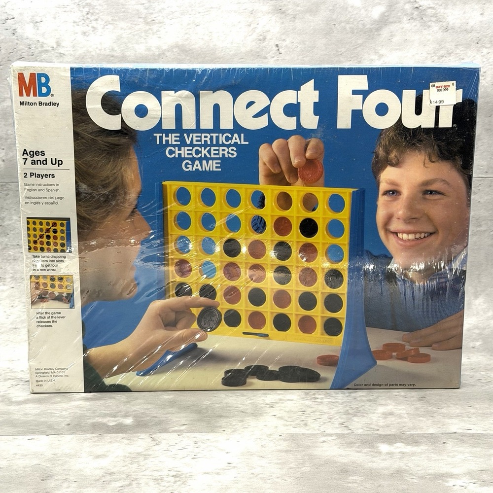 Connect 4 Four 1986 Vintage Board Game MB Games * NEW & SEALED * RARE Checkers